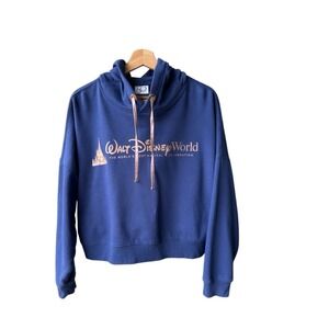 Disney Walt Disney World Sweater Hoodie 50th Anniversary Blue Rose Gold Large